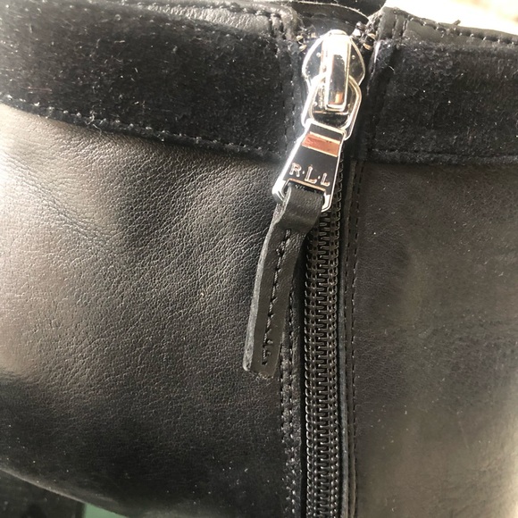 LRL Ralph Lauren Womens Brin Ankle Boots Booties Black Straps Leather - Picture 10 of 11